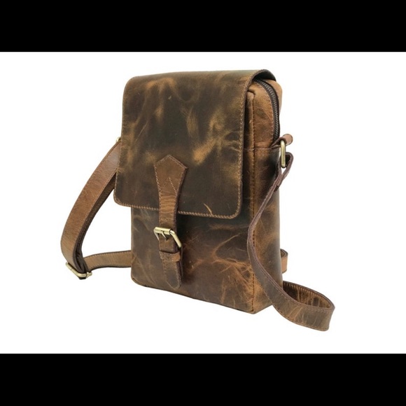 Genuine leather handmade cross body bag - Picture 3 of 4